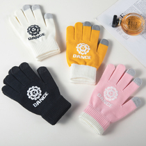 Gloves winter women cute warm plus velvet cold proof Korean trend students touch screen dance cute maimai gloves men riding