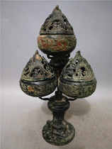 Antique crafts exquisite workmanship Old Road bronze ware spring and autumn four beans smoked weight 5 1kg ornaments