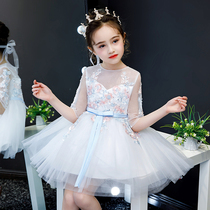 children's dress high-end flower princess dress spring autumn little girl wedding dress girl piano performance costume western summer