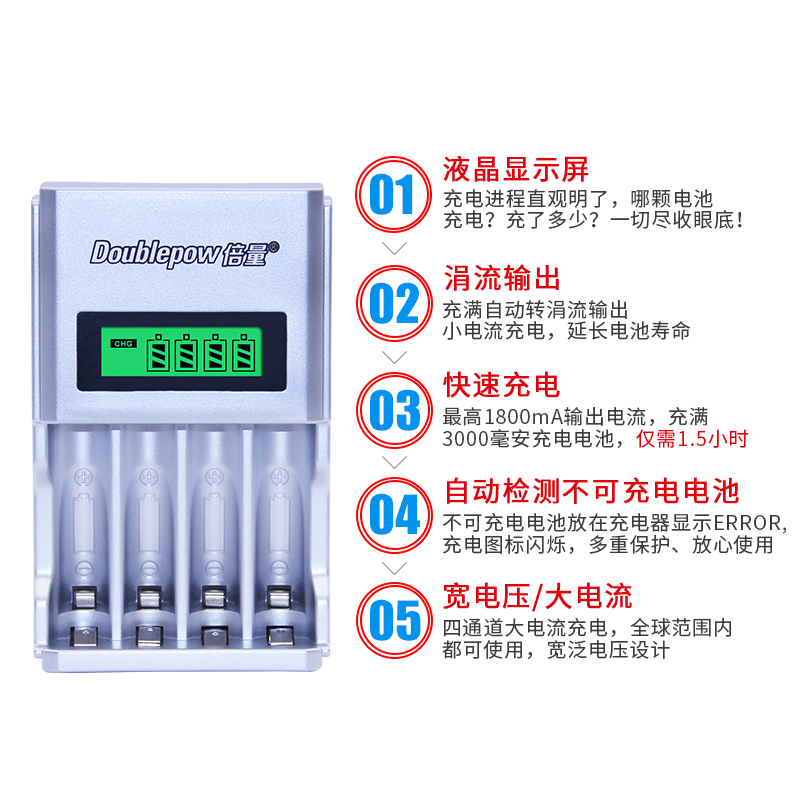 倍量 5号充电电池充电器7号电池充电器智能液晶显示可单充产品展示图2