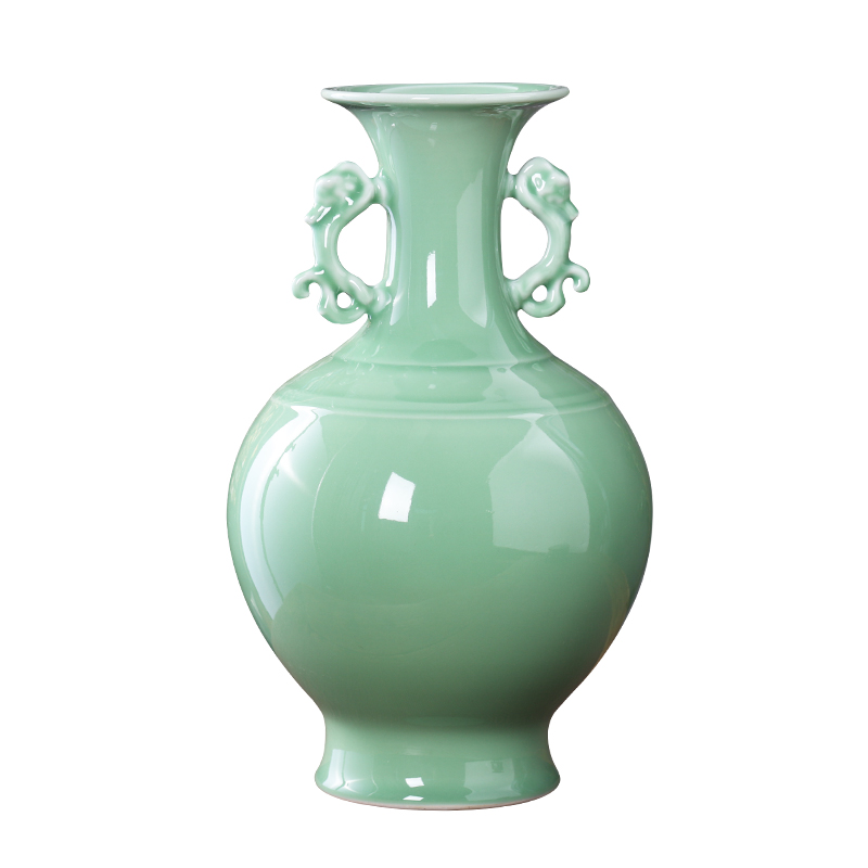 Jingdezhen porcelain ceramic green glaze vase flower arranging place of new Chinese style is contracted home sitting room TV ark, adornment