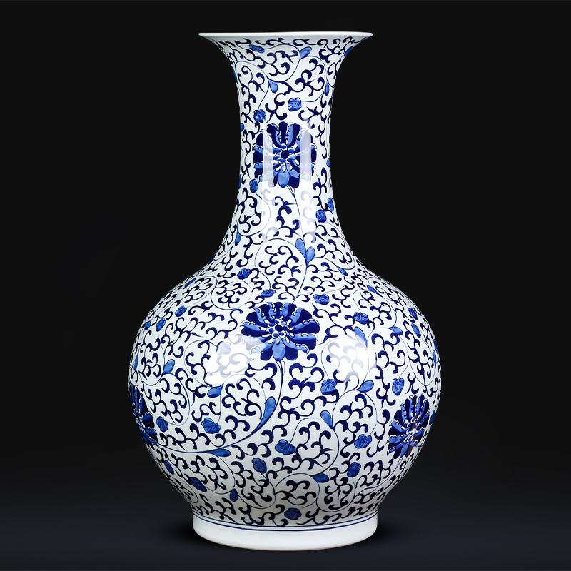 Hand the blue and white porcelain of jingdezhen chinaware lotus pattern be born large vases, Chinese style household porcelain furnishing articles sitting room