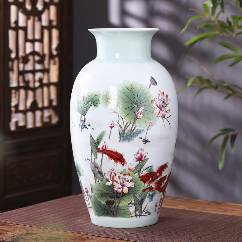 Jingdezhen porcelain ceramic famille rose flower arranging furnishing articles of new Chinese style household vase in the sitting room porch TV ark, adornment