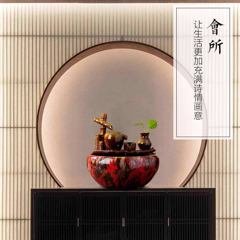 Jingdezhen ceramics when the little novice monk fish tank water furnishing articles creative household automatic cycle fish farming household ornaments