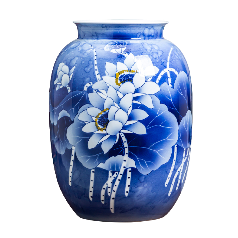 Jingdezhen porcelain ceramic hand - made of blue and white porcelain vase Chinese flower arranging place to live in the living room TV cabinet decoration