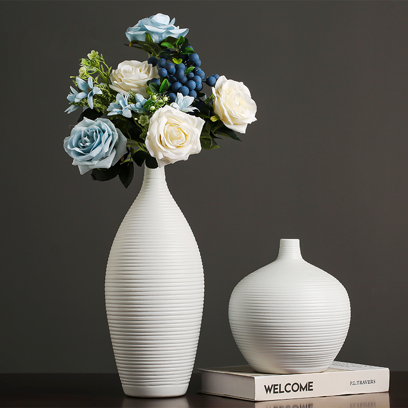 White ceramic vase furnishing articles modern creative simple Chinese flower arranging dried flowers sitting room home TV ark, adornment