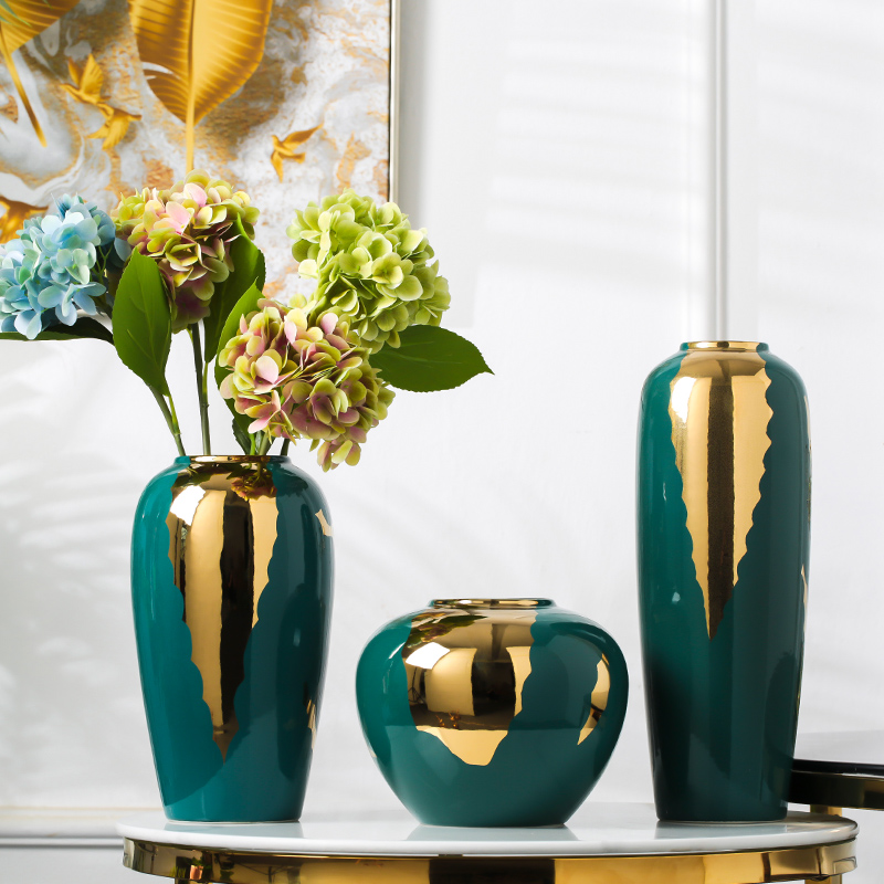 New Chinese style light much creative ceramic blackish green vase flower arranging dried flowers sitting room adornment is placed the modern home decoration