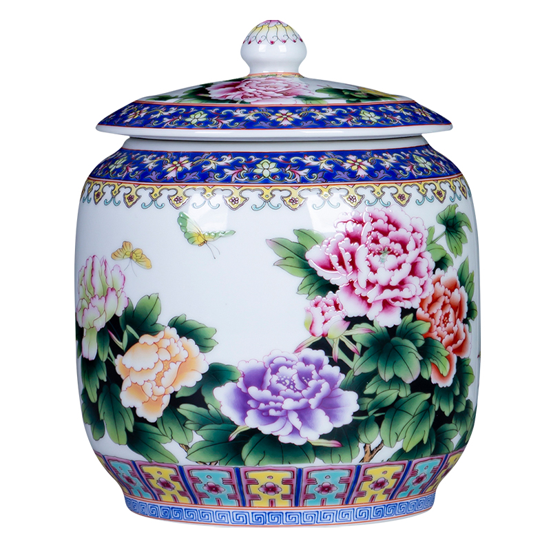 Jingdezhen ceramics colored enamel Chinese style household mouldproof moistureproof landscape scattered tea storage tanks receive a small pot