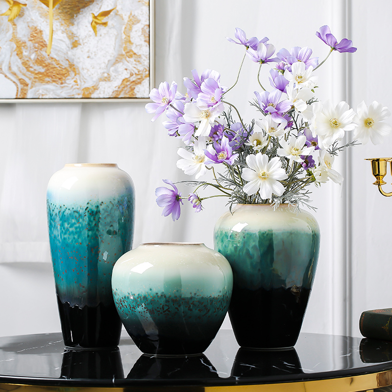 Jingdezhen ceramics dried flower vase furnishing articles flower arrangement sitting room decoration of Chinese style household TV cabinet table decorations