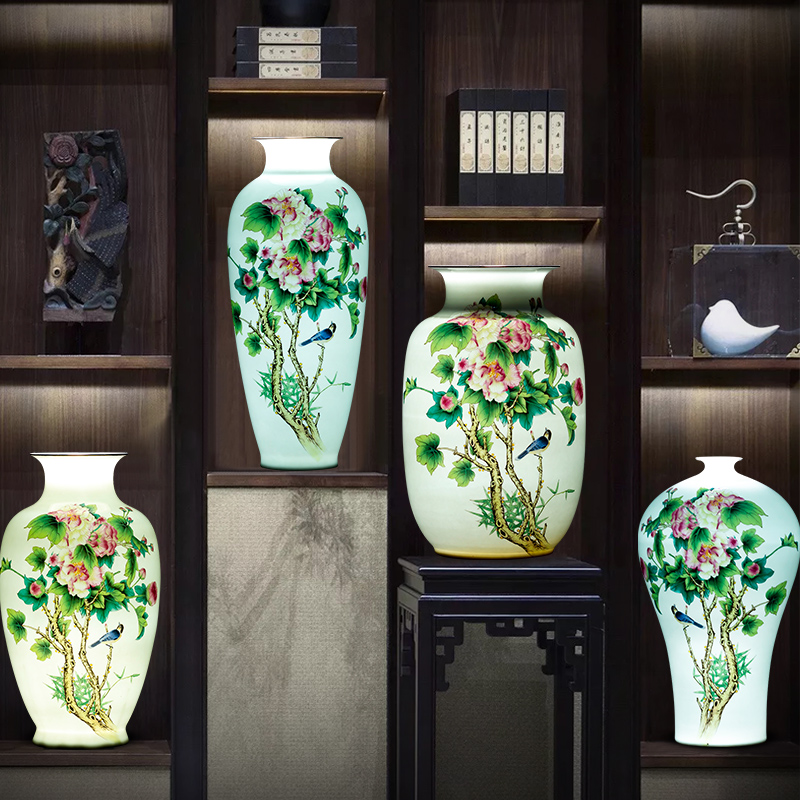 Jingdezhen ceramics powder enamel thin body new Chinese style household wealth vase furnishing articles flower arrangement sitting room adornment