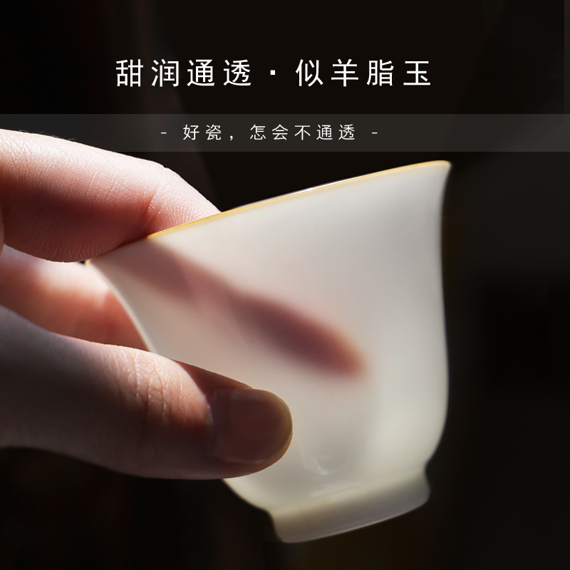 Master kung fu tea cups from ooze hall jingdezhen porcelain sample tea cup sweet white glazed ceramic cup single cup size of pure manual