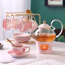 European-style boiled fruit tea brewed tea cup candle heated flower teapot set English afternoon tea set glass heat-resistant