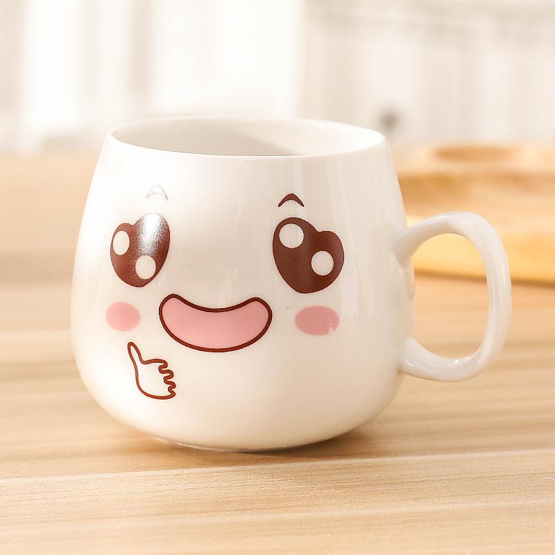 Creative ceramic cup milk men and women lovers household move trend mark of water glass coffee cup with a spoon