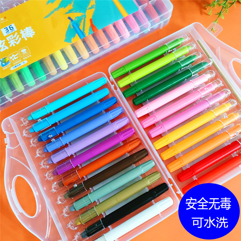 Child water soluble silk slip rotating wax pen non-toxic washable 12 24 36 36 oil painting stick baby without dirty hands