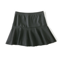 Swimming trunks womens anti-light flat corner single solid color four-corner swimming trunks womens skirt style high waist belly Black Beach