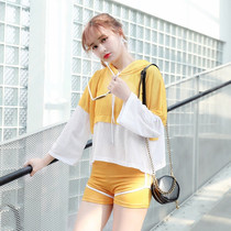 Swimsuit female hot spring three-piece fairy fan ins Wind Korean Conservative belly thin chest gathering sports long sleeve
