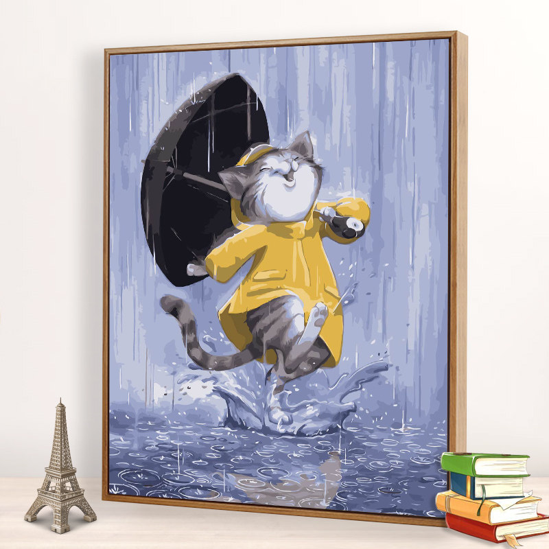 油彩画　猫 diy数字油画猫咪动物手工填色治愈解压油彩画画客厅装饰画丙烯画