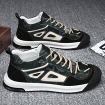 Summer New High Helps Mens Shoes Trend Martin Boots 100 Hitch Casual Sports Black Waterproof Leather Panel Shoe Tide Shoes