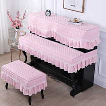 Piano cover full cover high-grade flannel gold velvet three-piece piano stool cover dust cover half cover European piano cover