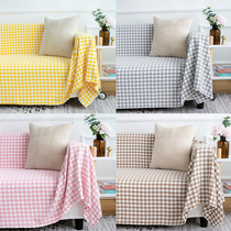 Thousands Birds Lattice Sofa Towels Cotton Linen Thicken Anti Slip Modern Minimalist All-all-season Universal Universal Hood Sofa Blanket