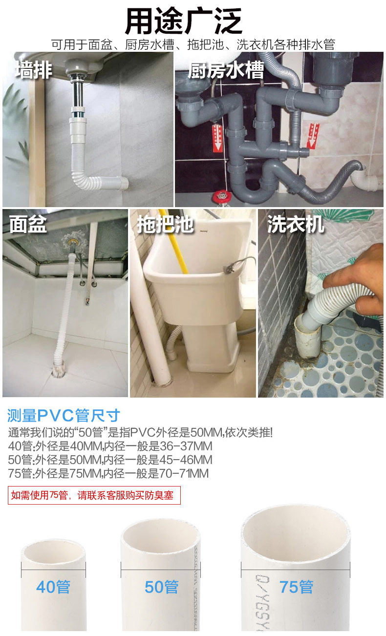 出水洗衣机排水管下水管三通防返水地漏防臭防溢水专用接头