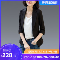 Summer casual short seven-sleeved small suit jacket womens cotton thin slim slim mid-sleeved womens suit jacket summer