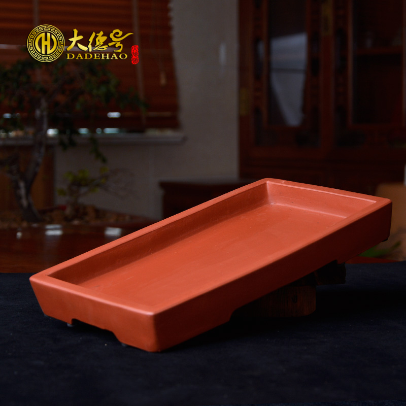 A Rectangle ceramic purple sand flowerpot large water rockery the plants bonsai pot basin breathable hydroponic flower pot pot