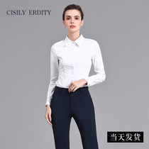 Autumn and spring white shirt womens long-sleeved professional decoration body work clothes formal large size shirt womens ol work clothes