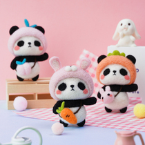 Panda rubbing music material package homemade diy couple gift wool felt poke poke music creative handmade pendant doll