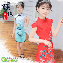 Girls cheongsam skirt summer 2022 new daily Chinese style foreign style national style princess short sleeve retro long