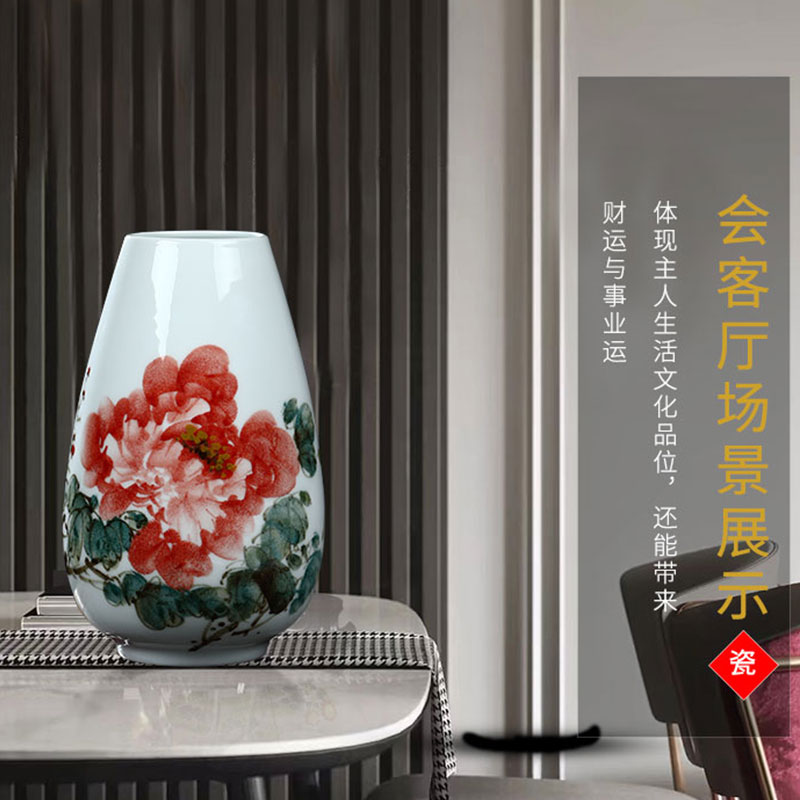 Jingdezhen ceramics hand - made Chinese vase peony lotus flower arranging home decoration wine crafts are sitting room