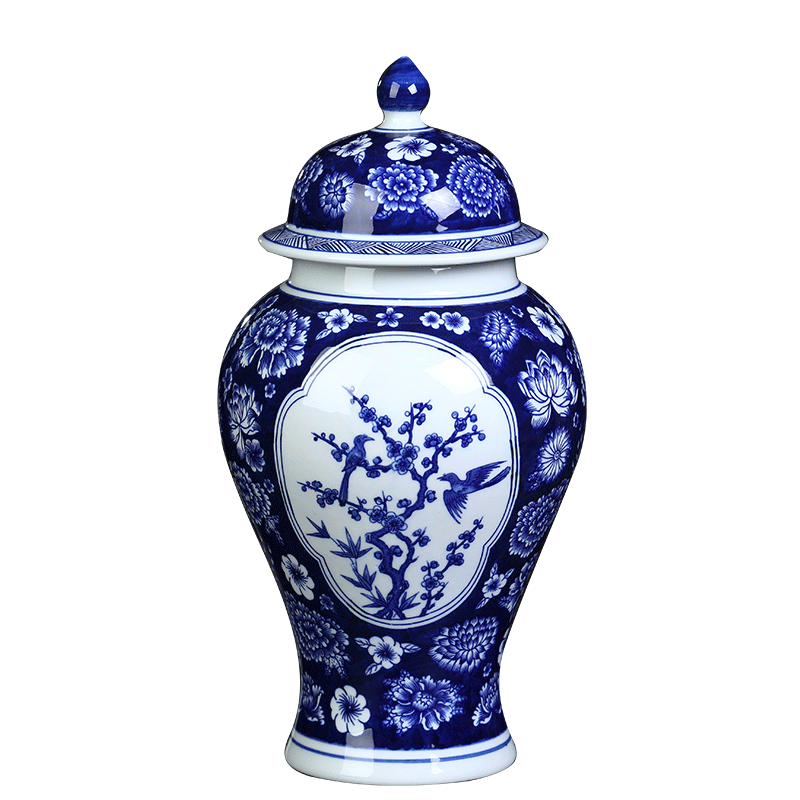 Jingdezhen blue and white ceramics storage tank general tea pot Chinese style household adornment sitting room ark, furnishing articles