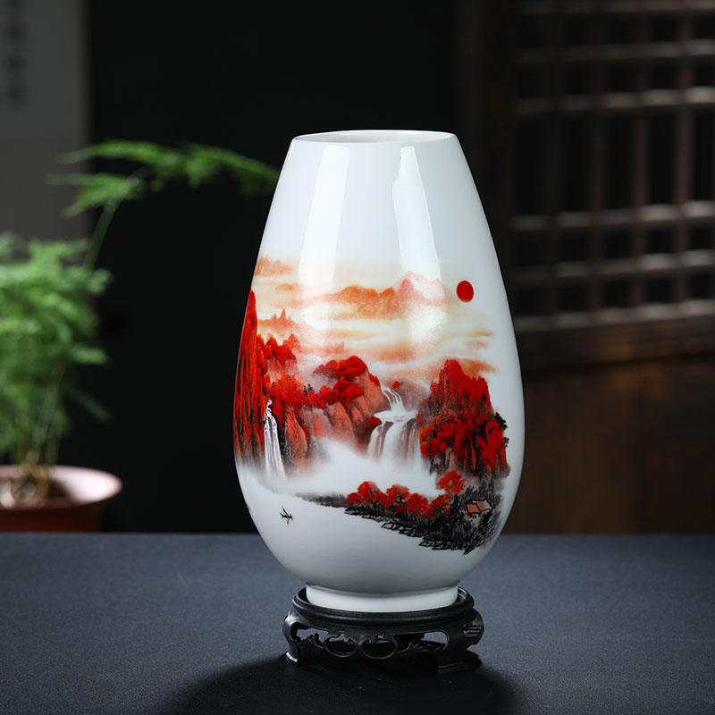 Luck, three - piece ceramic vase of jingdezhen porcelain decorative furnishing articles study wine TV ark, arts and crafts