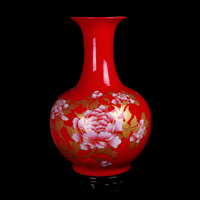 Jingdezhen ceramics vase fashionable sitting room place, Chinese red peony vases, home act the role ofing landing a wedding gift