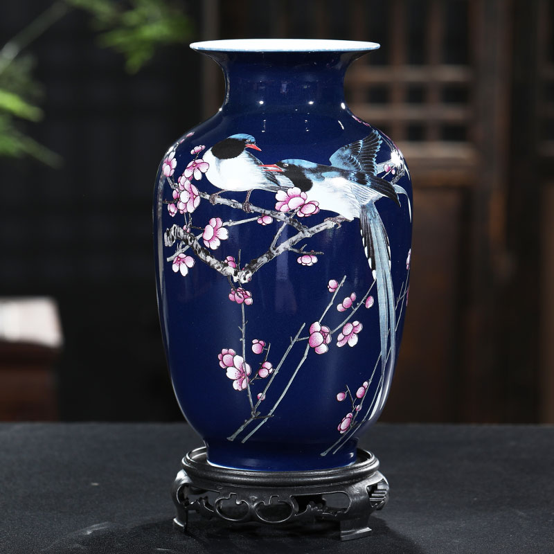 Porcelain of jingdezhen ceramics peacock enamel vase Chinese rich ancient frame wine sitting room adornment handicraft furnishing articles