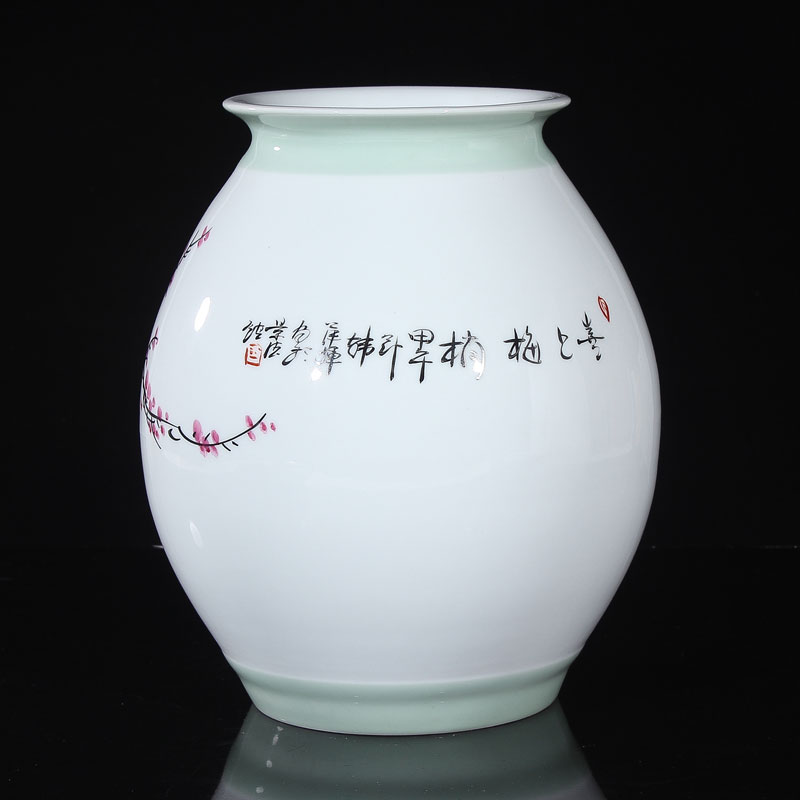 Jingdezhen ceramics vase celebrity virtuosi water points peach blossom put hand - made beaming vase collection certificate