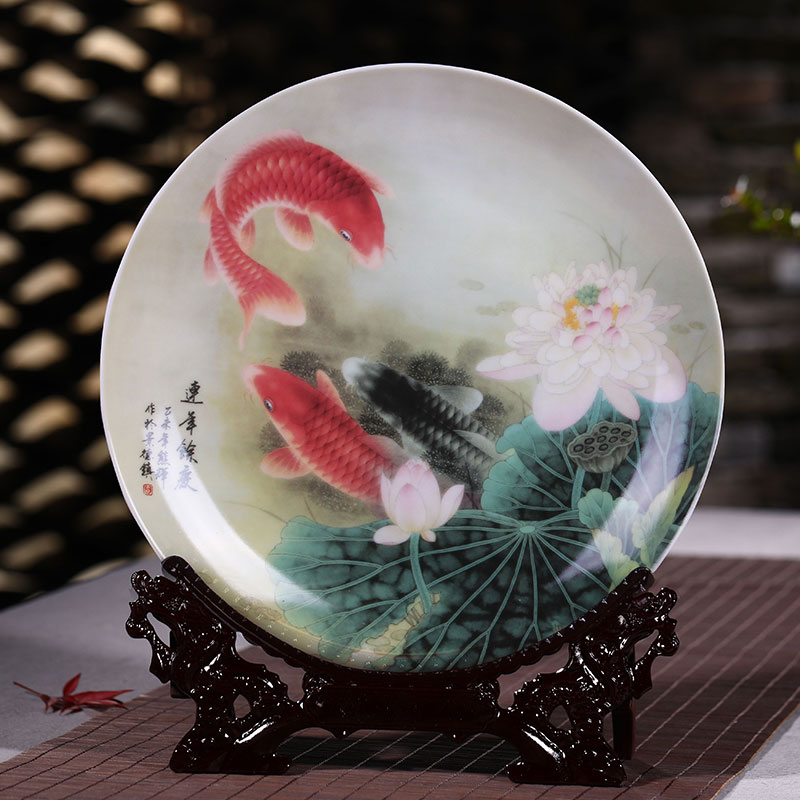 Jingdezhen ceramic disc furnishing articles plate ideas in home decoration plate wine porcelain furnishing articles handicraft ornament