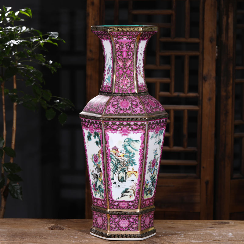 Chinese classical jingdezhen ceramics antique vase rich ancient frame vase sitting room furnishing articles furnishing articles of ceramic arts and crafts