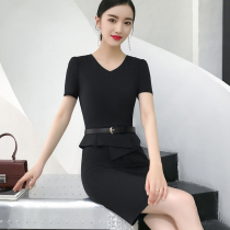 Summer beautician work clothes short sleeve overalls professional dress womens dress beauty salon jewelry shop clothing