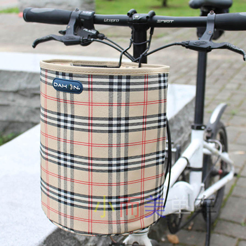 Folding bicycle basket thickened waterproof canvas car basket Skateboard electric car basket front car basket bicycle vegetable basket