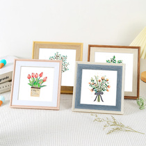 Photo frame setting table hanging wall small picture frame framing square custom cross stitch frame self-mounted childrens photo photo album holder
