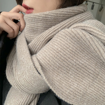 Scarf female winter Korean version of Wild students solid color wool scarf long thick warm collar autumn and winter New