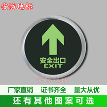 Ground Round Fire Safety Emergency Exit Instructions Ground Sign Tempered Glass Floor Tiles Self Luminous Evacuation Light Signs