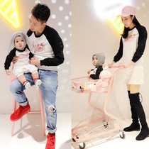 Different parent-child clothing autumn clothing long sleeve sweater family three family clothing T-shirt baby climbing clothing female skirt Cotton