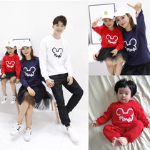 Net red parent-child clothing spring and autumn clothes 2021 New Chaoyi family three family decoration foreign mother child mother and daughter Cotton