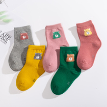 Socks girls autumn and winter new cotton 3-5-7-9-12-year-old zhong da tong sew boneless children short socks