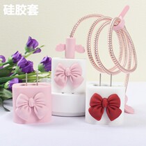 Huawei v40 Glory x30x20 60pro Magic3 p50pro mobile phone 66W charger paper data cable winding rope cartoon cute bow silicone protective cover