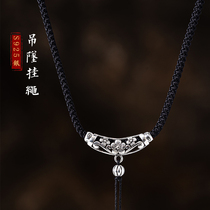 3mm thick 925 sterling silver pendant lanyard jade jade pendant Guanyin Buddha peace buckle adjustment sweater necklace rope