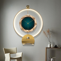 Light luxury silent wall clock Nordic fashion modern simple home watch living room wall hanging clock lamp hanging wall creative clock