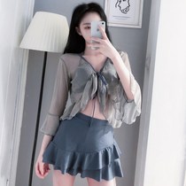 Split swimsuit women 2021 New explosion belly thin ins Wind conservative three-piece set of hot spring small man